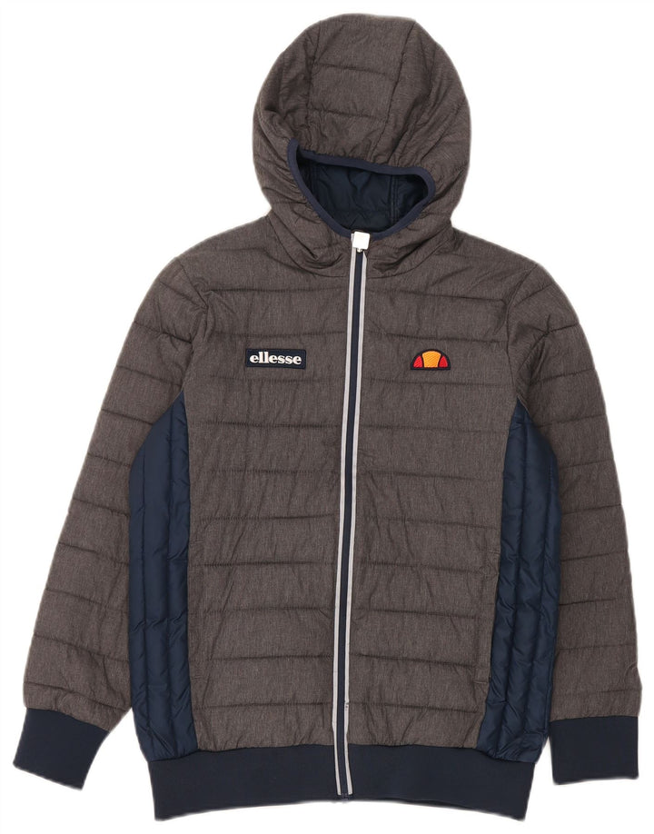 Jachetă căptușită cu glugă pentru băieți Ellesse 12-13 ani, gri, nailon color bloc