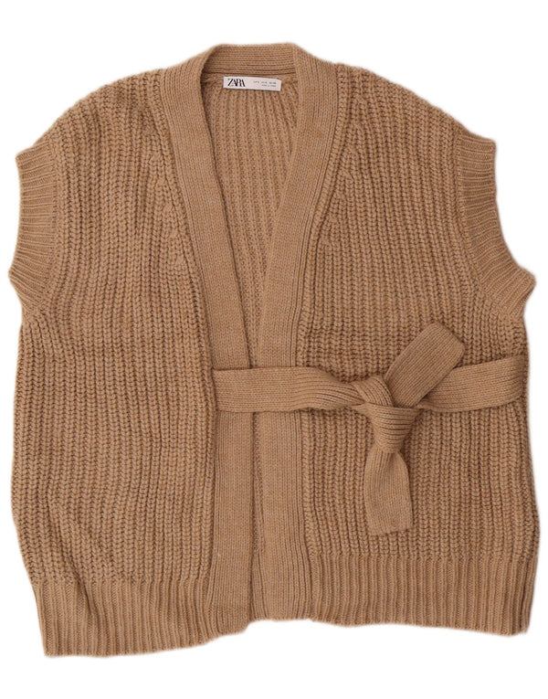 Pulover cardigan supradimensionat fără mâneci pentru femei ZARA UK 10 mic maro