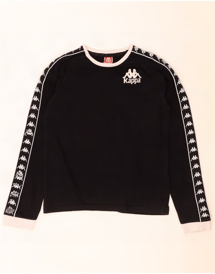 Top grafic pentru femei Kappa cu mânecă lungă UK 10, mic, negru, bloc de culoare