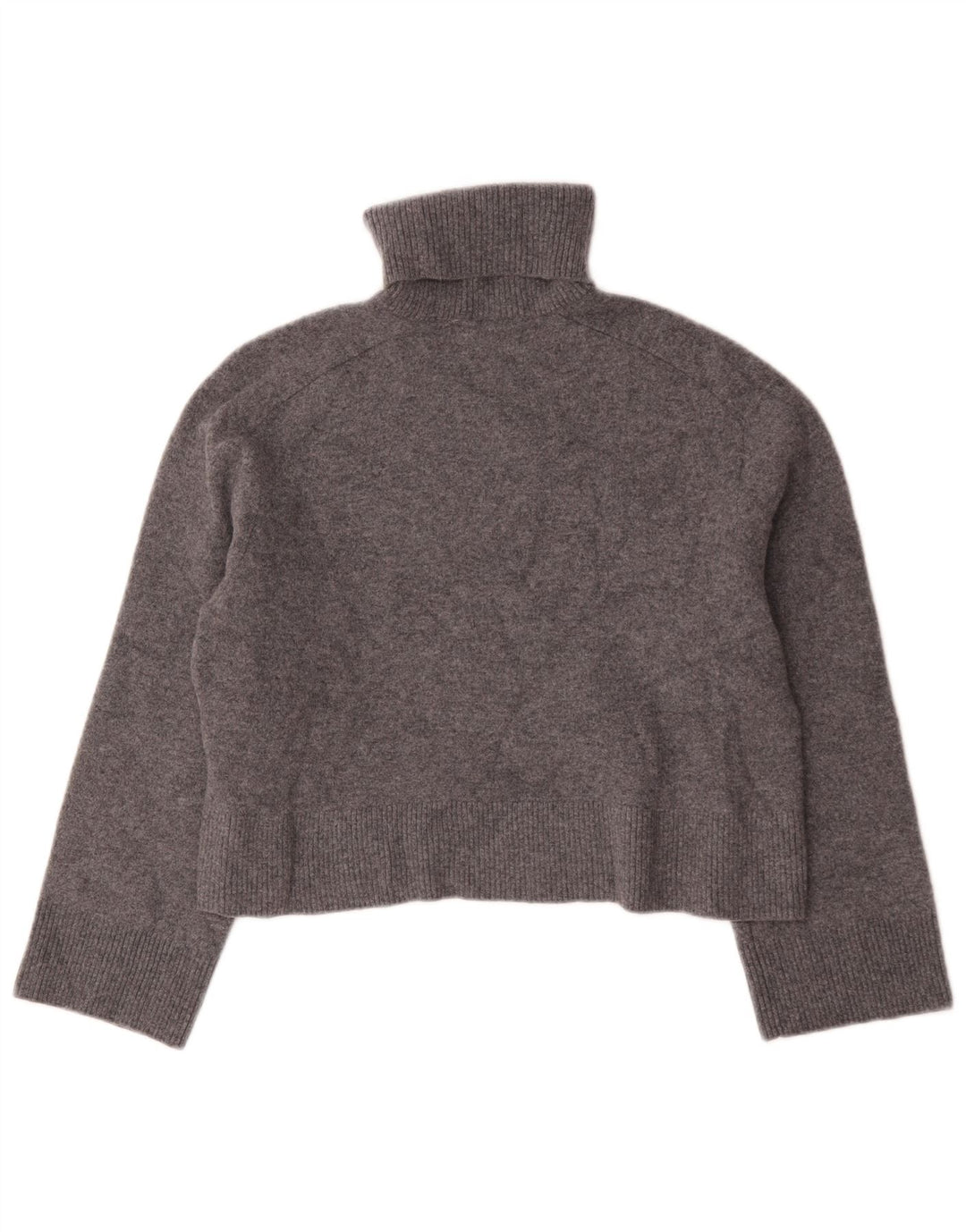 Pulover de damă Zara Crop supradimensionat cu gât rulat, UK 10, lână gri mică