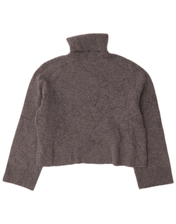 Pulover de damă Zara Crop supradimensionat cu gât rulat, UK 10, lână gri mică