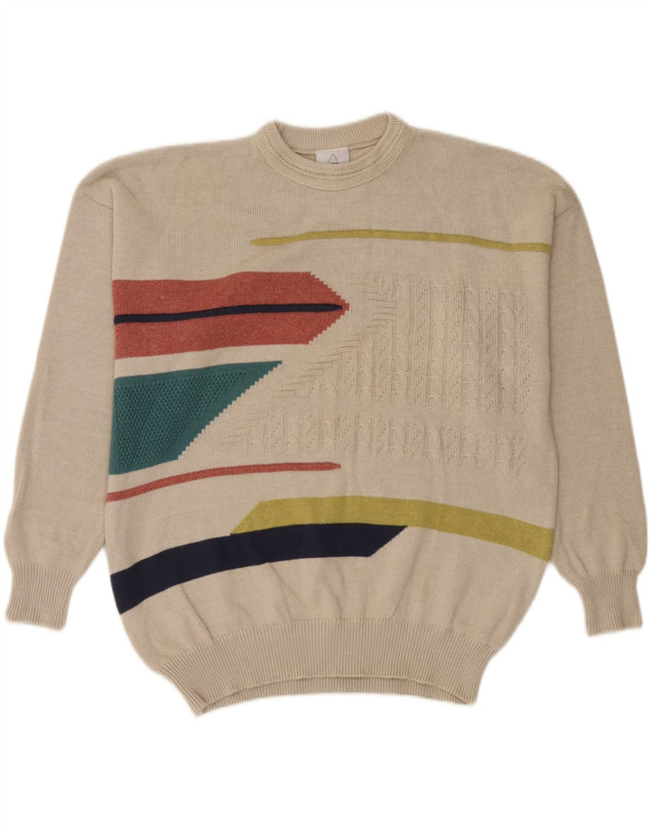 Pulover Fast pentru bărbați cu gât roșu XL, geometric, bej