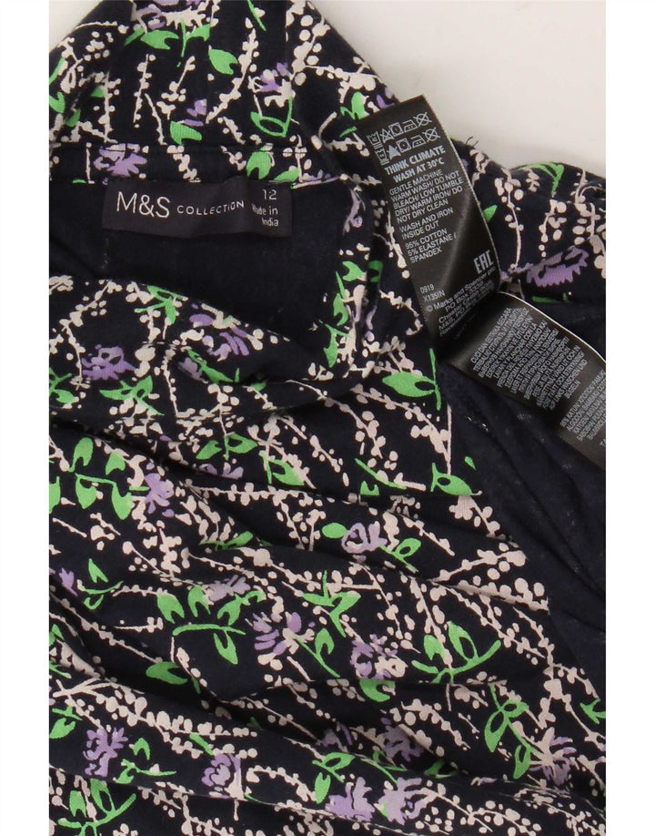 Marks & Spencer Top pentru damă cu mânecă lungă UK 12 Medium bleumarin din bumbac floral