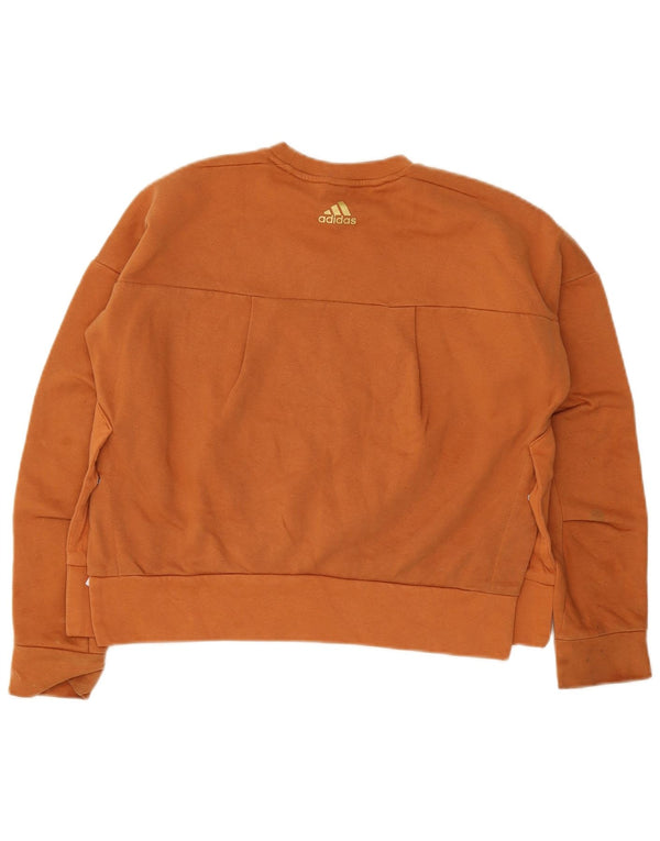Pulover cu grafic supradimensionat Adidas pentru femei UK 8/10 Mic portocaliu