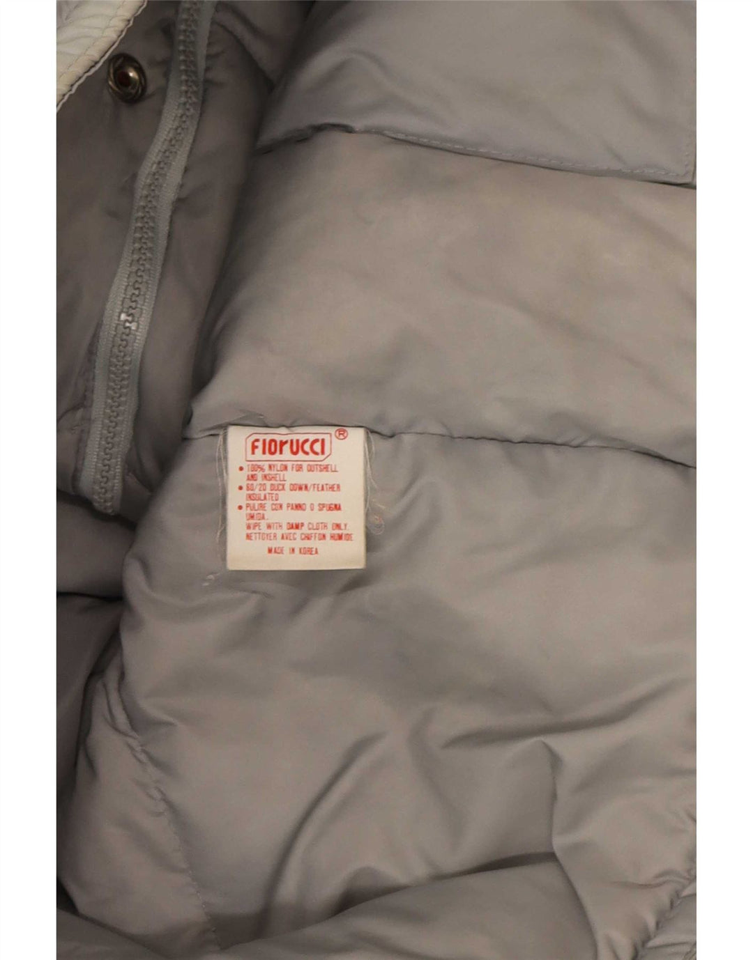 Jachetă căptușită cu glugă Fiorucci pentru bărbați UK 38 Medium Gri Nylon colorblock