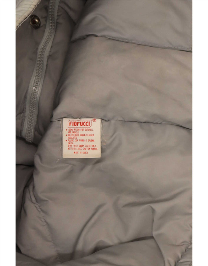 Jachetă căptușită cu glugă Fiorucci pentru bărbați UK 38 Medium Gri Nylon colorblock