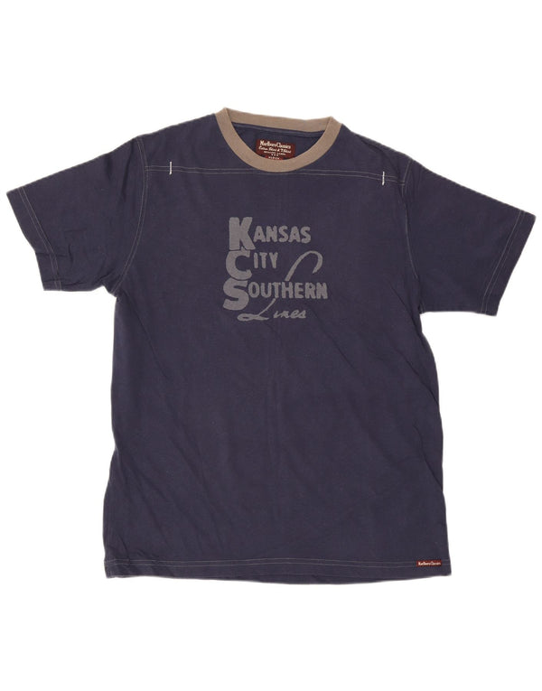 Marlboro Classics Mens Graphic T-Shirt Top Medium Navy Blue Cotton