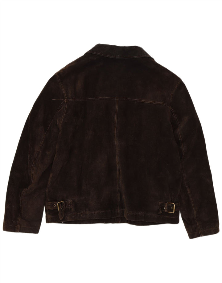 Jacheta de piele intoarsa pentru femei VINTAGE IT 46 mare maro din piele