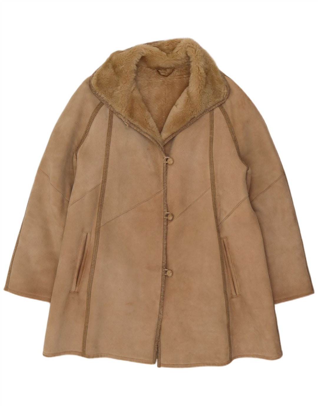 Palton din shearling pentru femei VINTAGE IT 46 mare, bej, din shearling