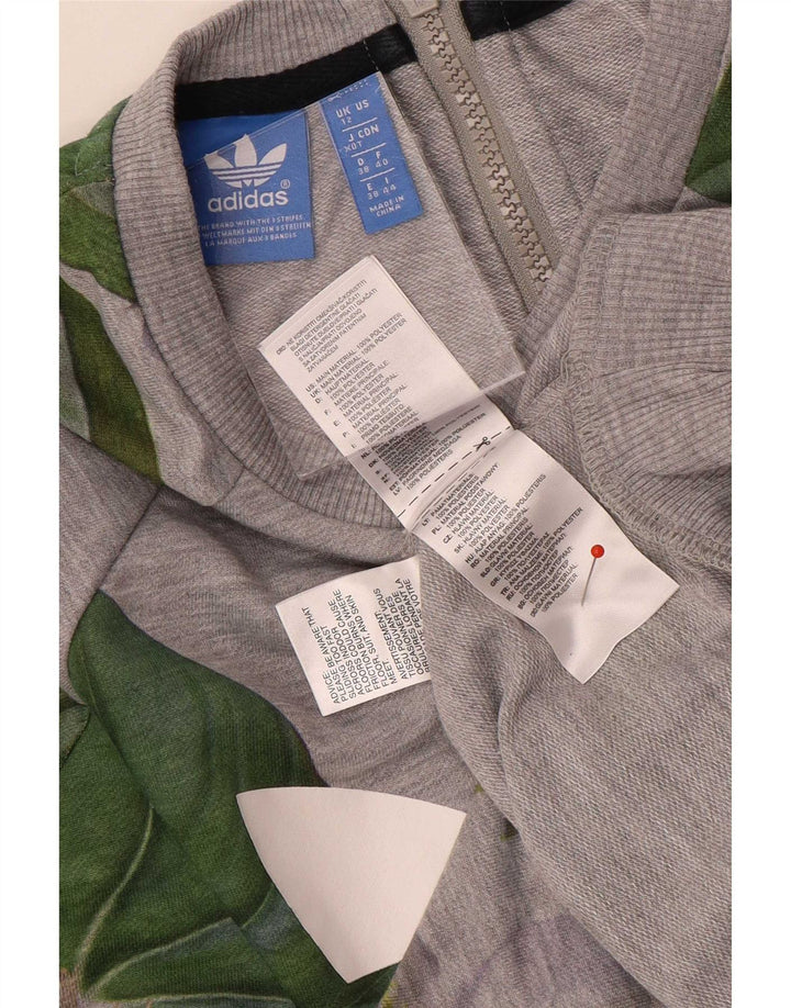 Pulover supradimensionat cu grafic pentru femei Adidas UK 12 Medium Gri Floral