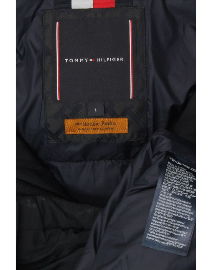 Jachetă căptușită cu glugă pentru bărbați Tommy Hilfiger UK 40 Poliester mare bleumarin