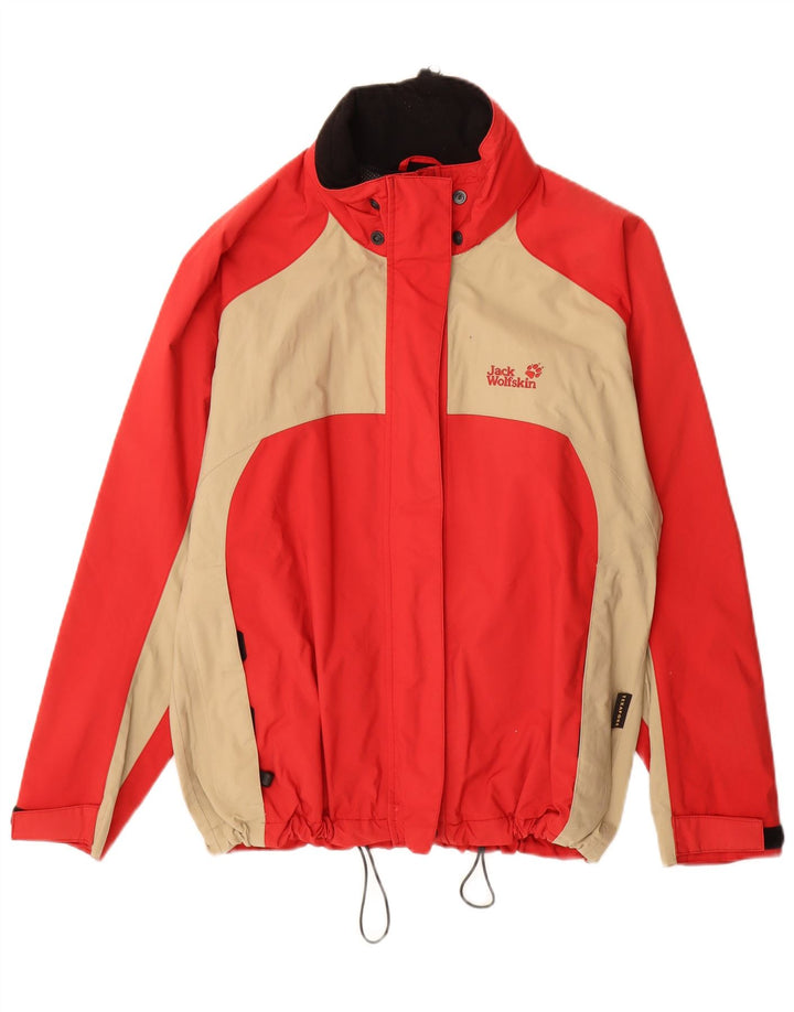 Jack Wolfskin, jachetă de ploaie, cu ajustare largi, pentru femei, UK 12, roșu mediu, color block