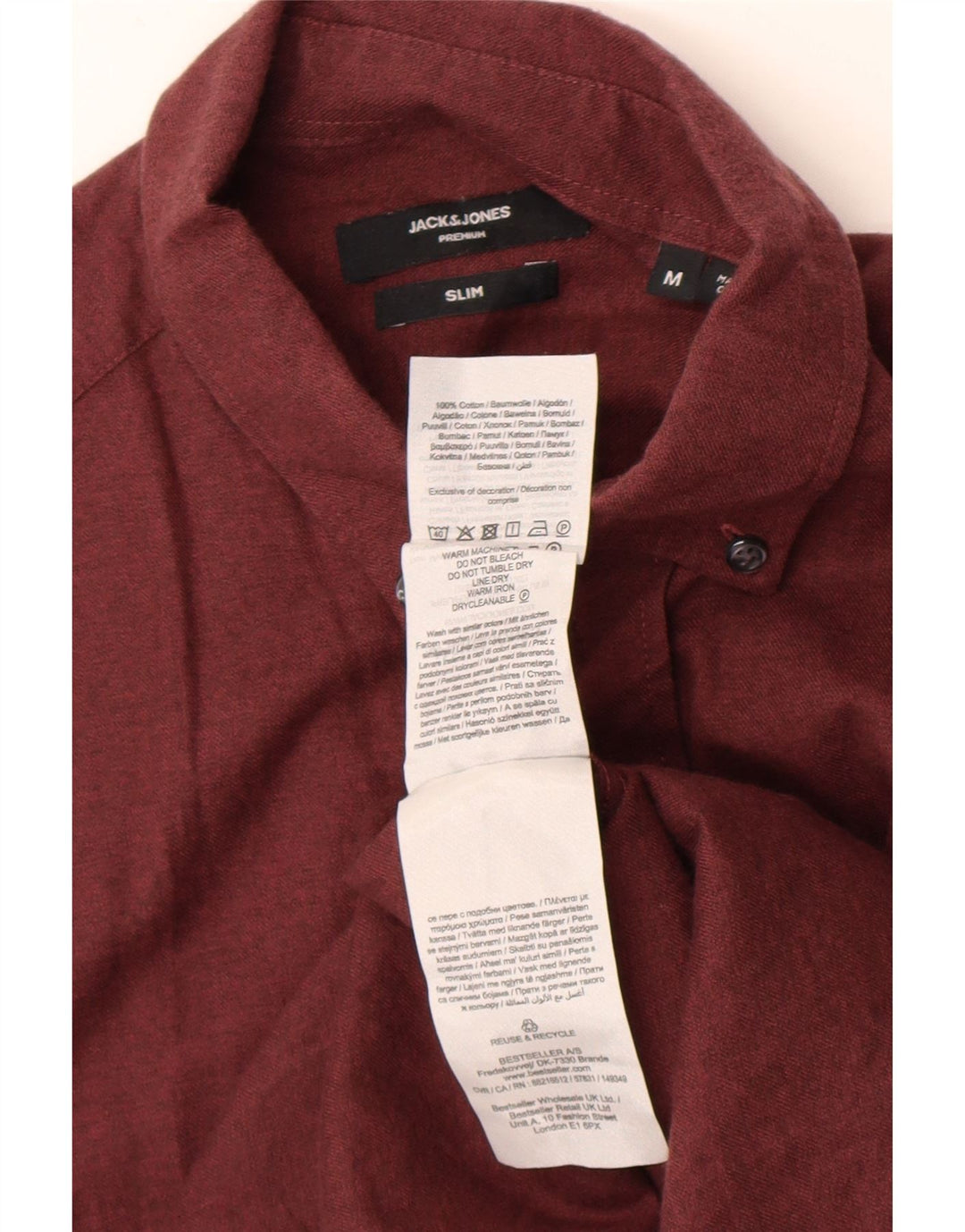 Cămașă pentru bărbați Jack & Jones Slim Fit Bumbac Burgundy mediu