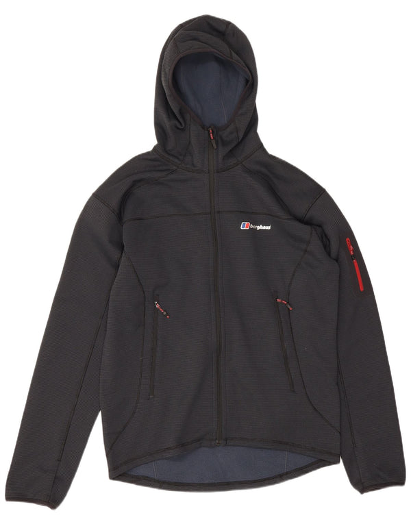 Berghaus Pulover cu capotă cu fermoar pentru bărbați, mare, albastru, poliester cu pete