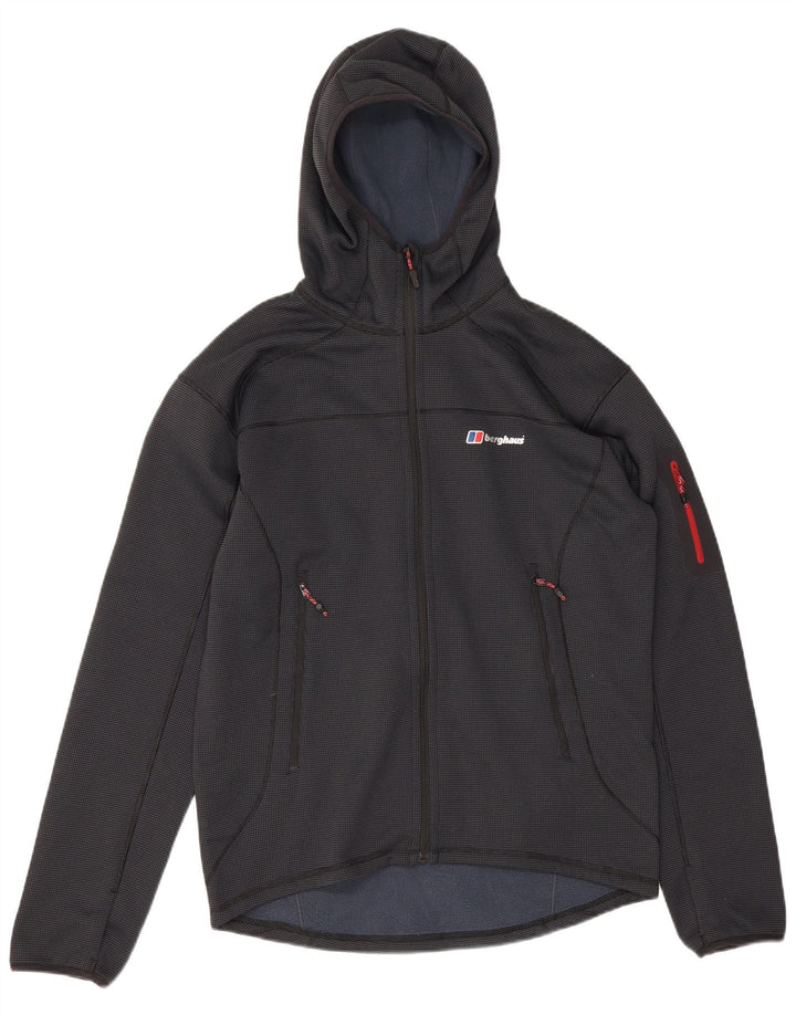 Berghaus Pulover cu capotă cu fermoar pentru bărbați, mare, albastru, poliester cu pete