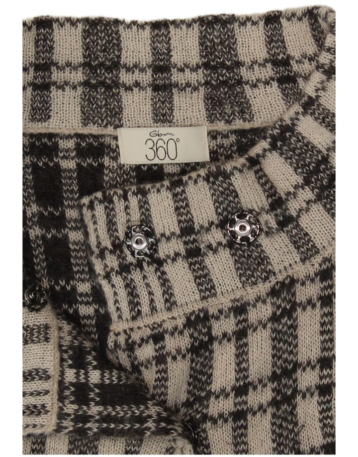 Pulover Cardigan Vintage pentru femei cu mâneci 3/4 UK 12 Medium Blue Check