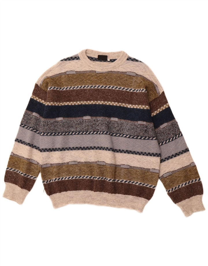 Pulover pentru bărbați SAN MARCO Pulover cu gât roșu din lână cu dungi gri mediu