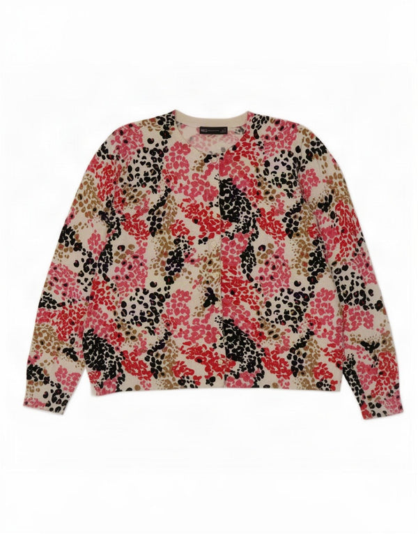 Marks & Spencer Womens Crop Cardigan Sweater UK 20 2XL Beige Spotted