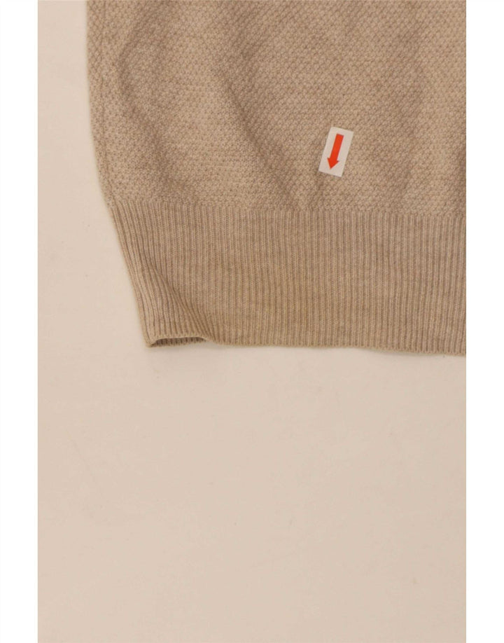 Pulover Massimo Dutti pentru bărbați, cu fermoar și gât, bumbac mediu bej