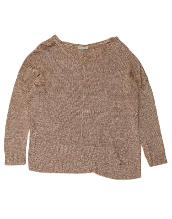WHISTLES Womens Oversized Boat Neck Jumper Sweater UK 12 Medium Beige