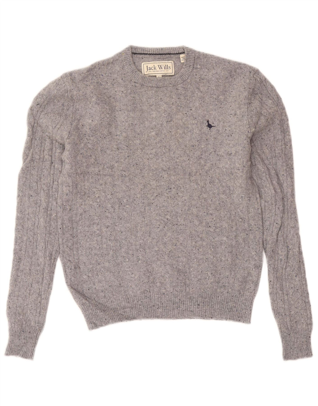 Pulover Jack Wills pentru bărbați cu gât roșu din lână cu pete mici, gri