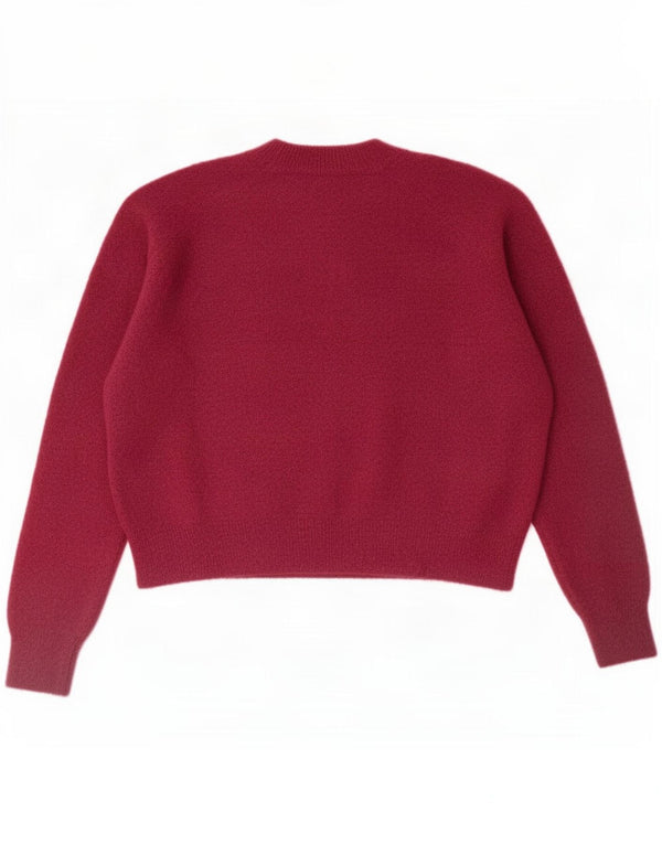 Pulover de damă Zara Crop oversize cu decolteu triplu, UK 10, Burgundy mic