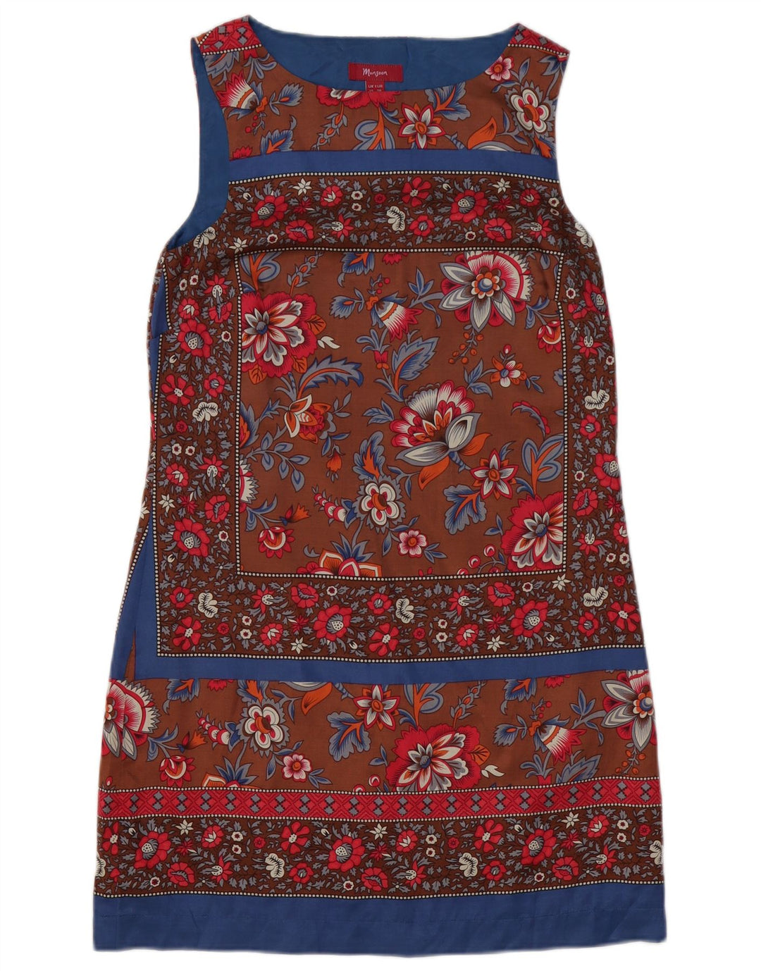 MONSOON Rochie fără mâneci pentru femei UK 10 Mic Maro Poliester Floral