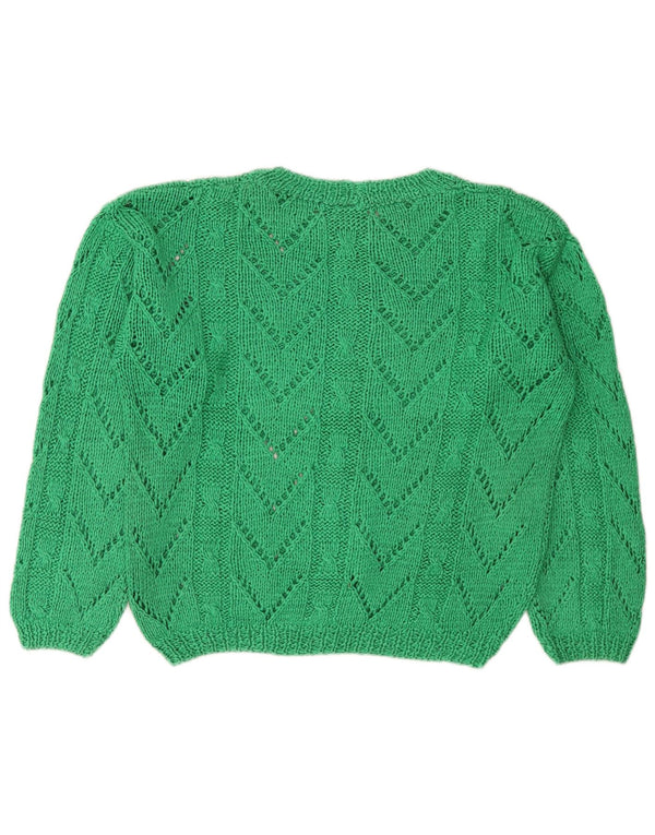 Pulover vintage pentru femei cu gâtul cu barca UK 14 verde mediu