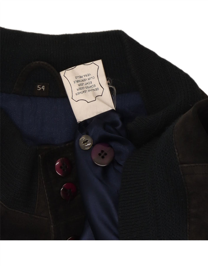 Bomber VINTAGE pentru bărbați din piele intoarsa IT 54 2XL din piele neagră