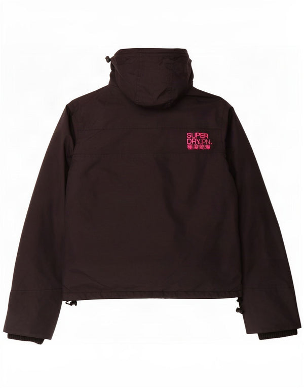 Superdry Jachetă de vânt cu glugă pentru femei UK 14 Medium Black Nylon