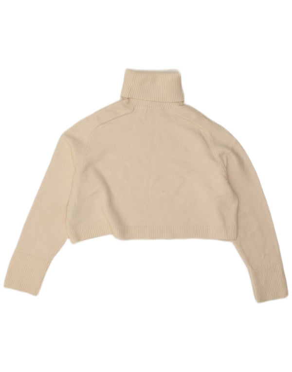 Pulover de damă Zara Crop oversized cu gât rulat UK 14 Medium Off White