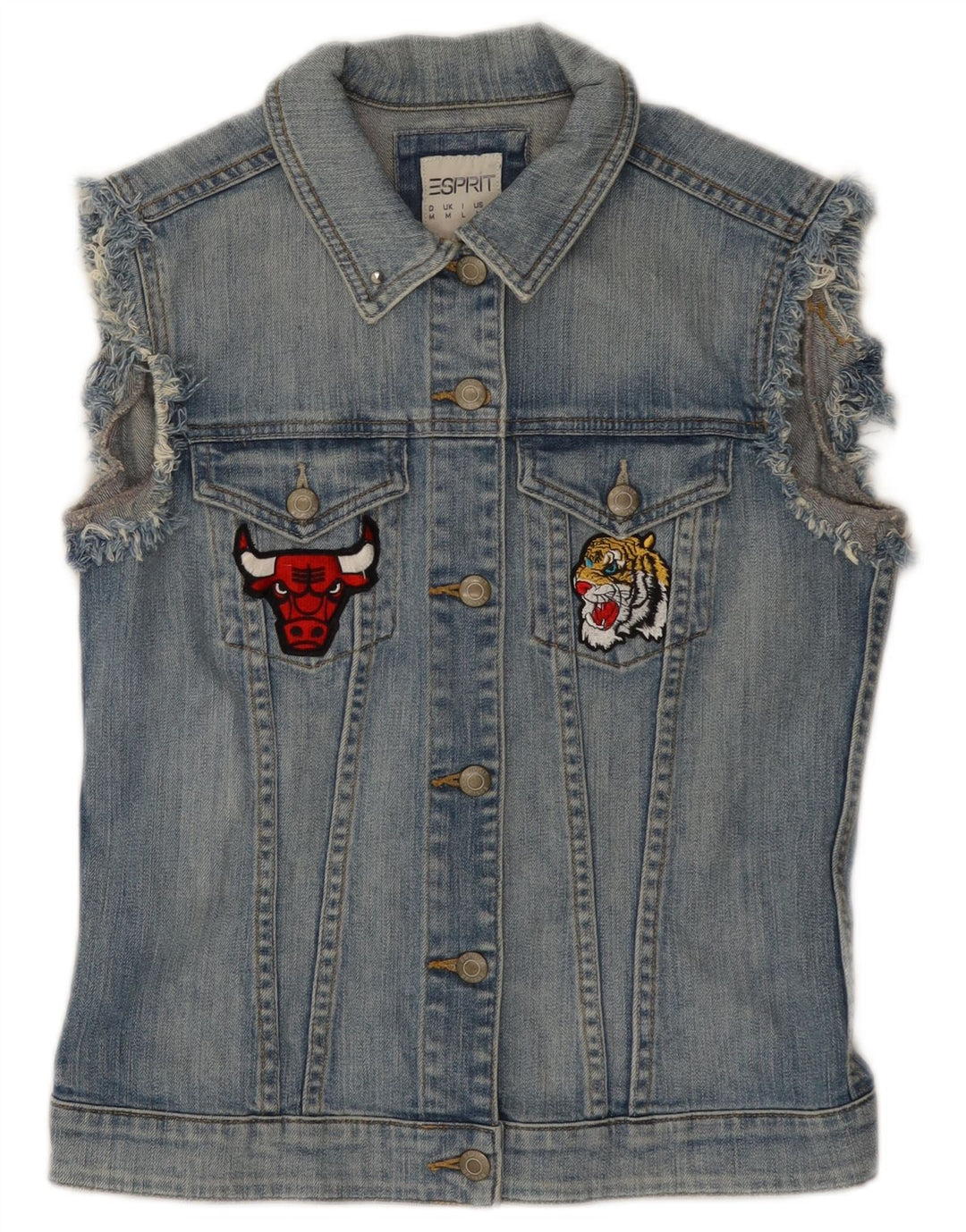 Gilet ESPRIT pentru femei Chicago Bulls Graphic Denim UK 12, bumbac albastru mediu