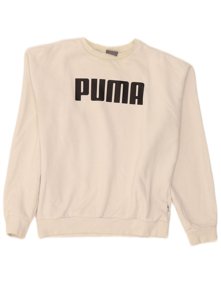 Pulover supradimensionat cu grafic pentru femei Puma UK 8 Bumbac alb mic