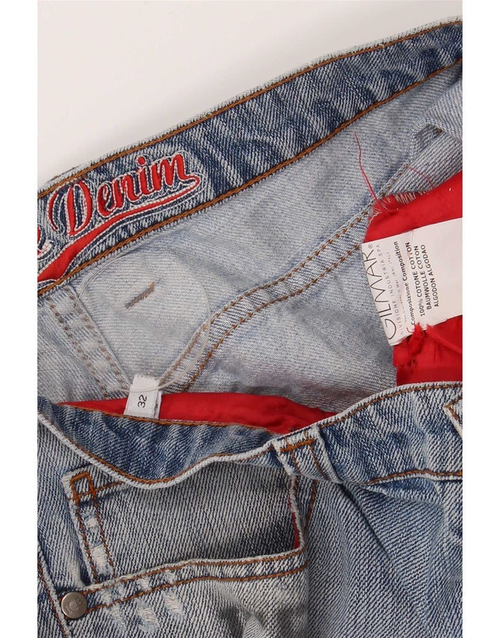 Blugi slim pentru femei Iceberg Pluto Distressed W32 L32 Blue Bumbac Cartoon