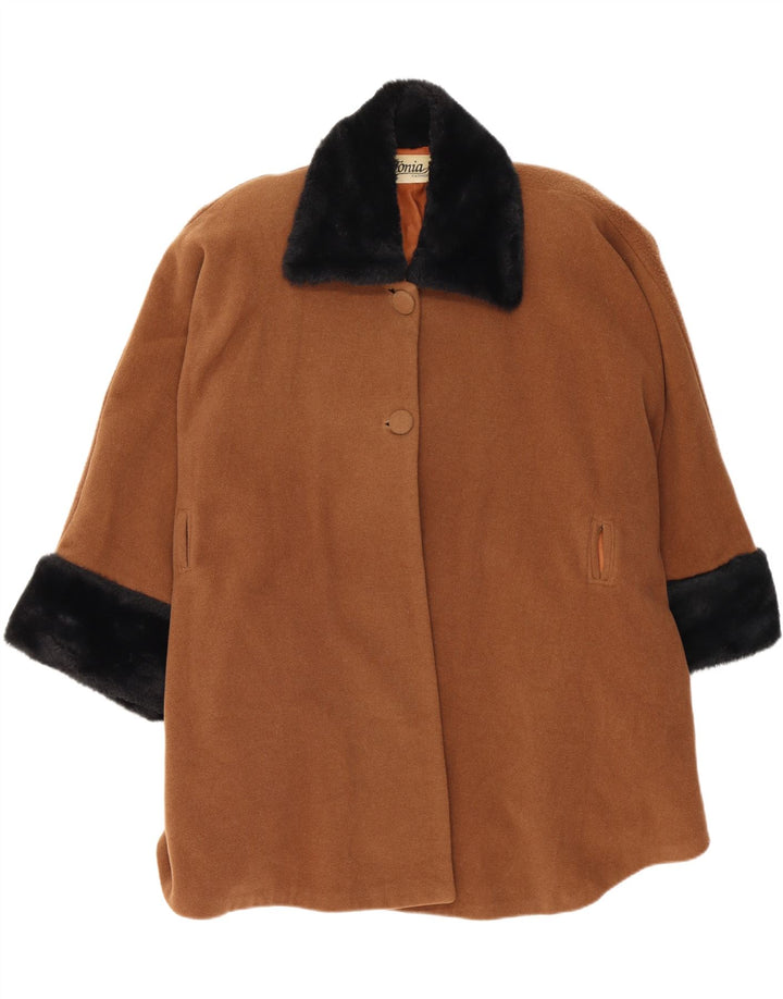VINTAGE Womens Overcoat UK 18 XL Brown Colourblock Vintage Vintage and Second-Hand Vintage from Messina Hembry 