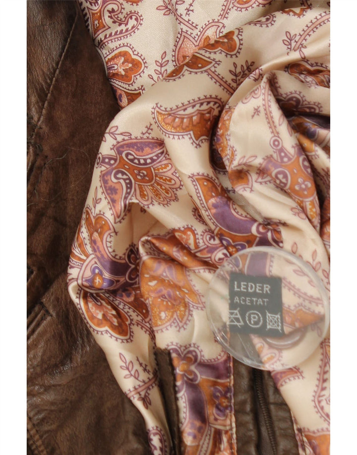 Jachetă de piele vintage pentru femei supradimensionată EU 44 XL din piele maro