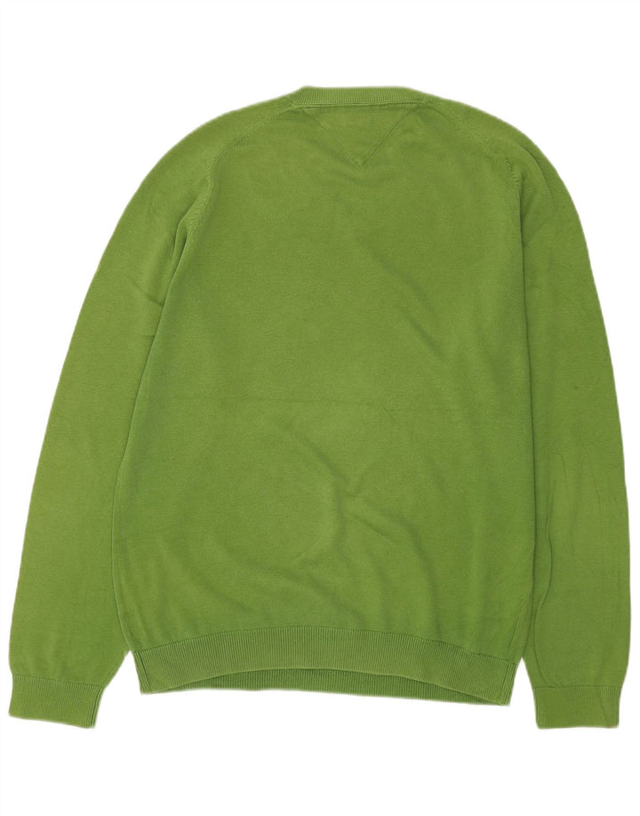 Pulover cu decolteu în V Tommy Hilfiger pentru bărbați, verde mediu Argyle/Diamond