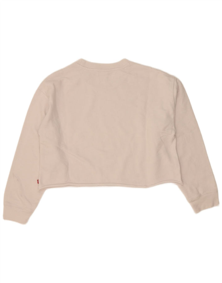 Pulover de hanorac oversized Crop Graphic pentru femei Levi's UK 10 Small White