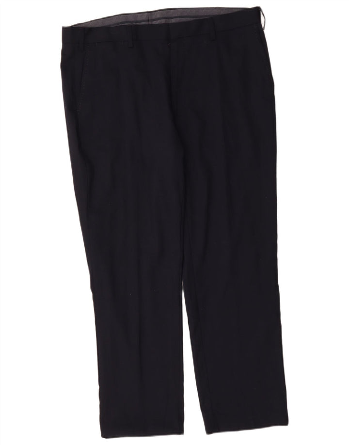 Pantaloni de costum pentru bărbați Marks & Spencer, cu tăiere obișnuită, L38 L29 Lână bleumarin