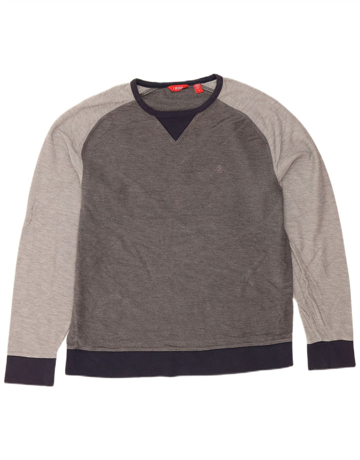 Pulover IZOD pentru bărbați, bumbac color bloc, gri mediu