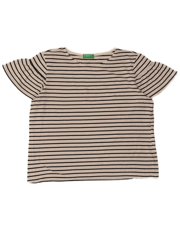 Tricou Benetton cu mânecă scurtă pentru femei Top UK 16 Large White Striped