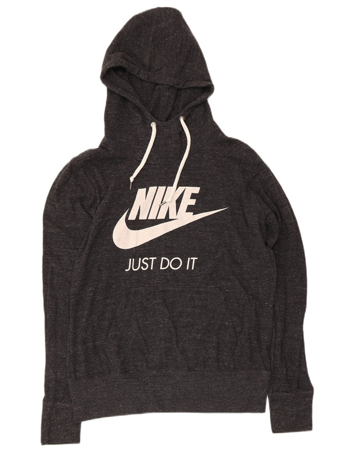 Pulover cu glugă cu grafic Nike pentru femei UK 16, mare, gri poliester cu pături