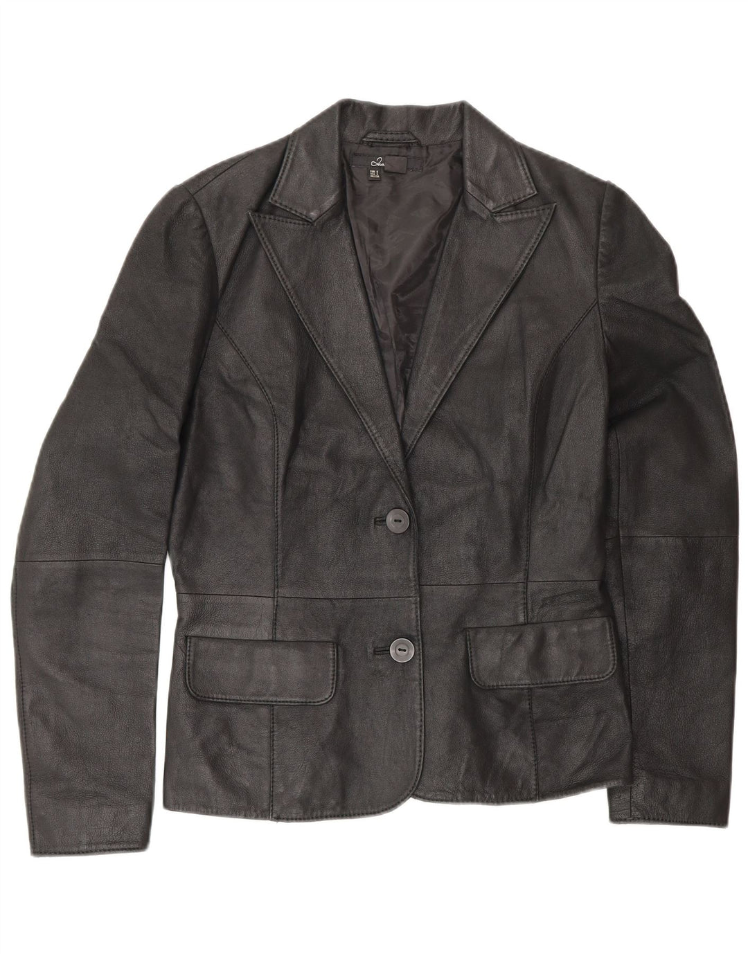 Blazer din piele pentru femei Zara cu 2 nasturi UK 10 Mic din piele neagră
