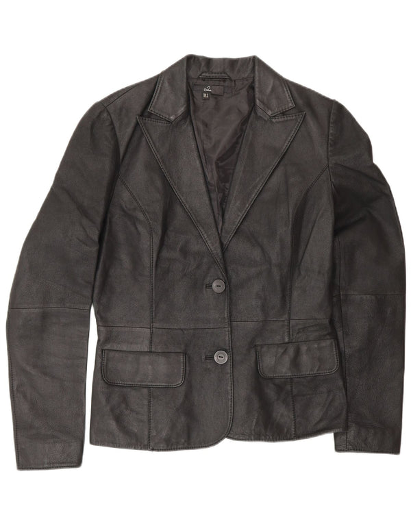 Blazer din piele pentru femei Zara cu 2 nasturi UK 10 Mic din piele neagră