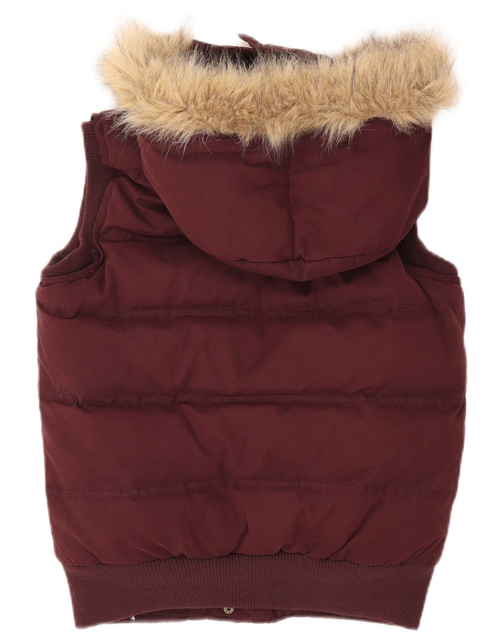 Gilet căptușit cu glugă pentru femei Fat Face UK 8 Small Burgundy Poliester