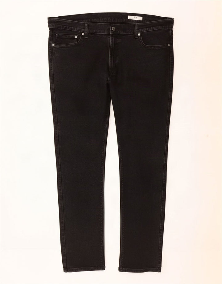 Blugi slim pentru bărbați Marks & Spencer W40 L31 bumbac negru