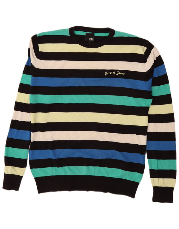 JACK & JONES Mens Crew Neck Jumper Sweater XL Multicoloured Striped Cotton