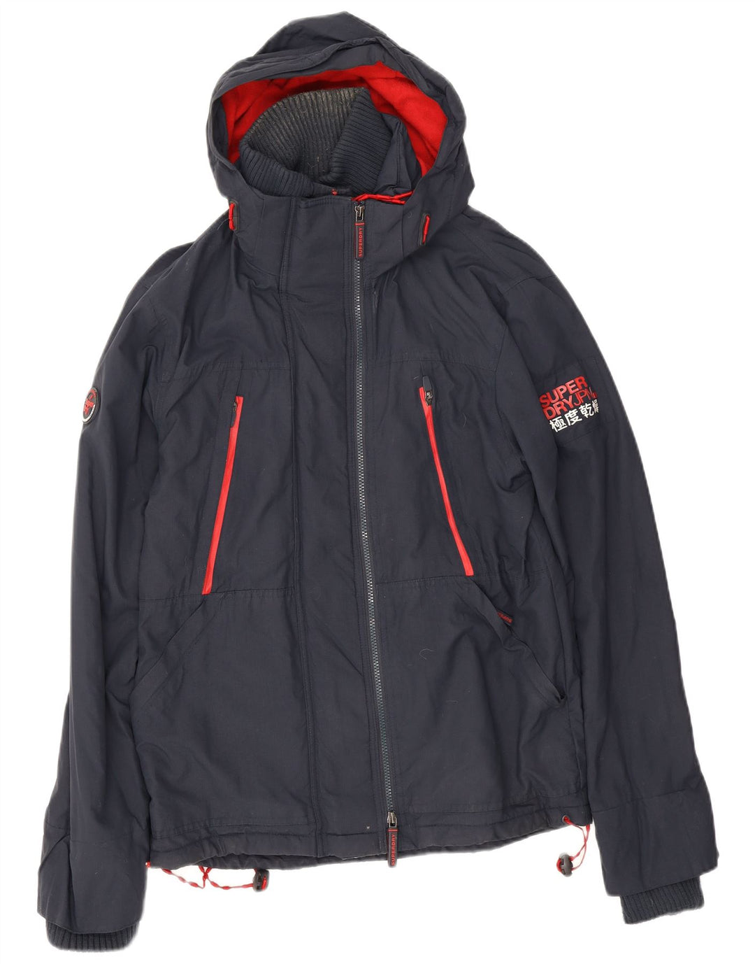 Jachetă de vânt cu glugă Superdry pentru bărbați UK 40, mare, albastru, poliester