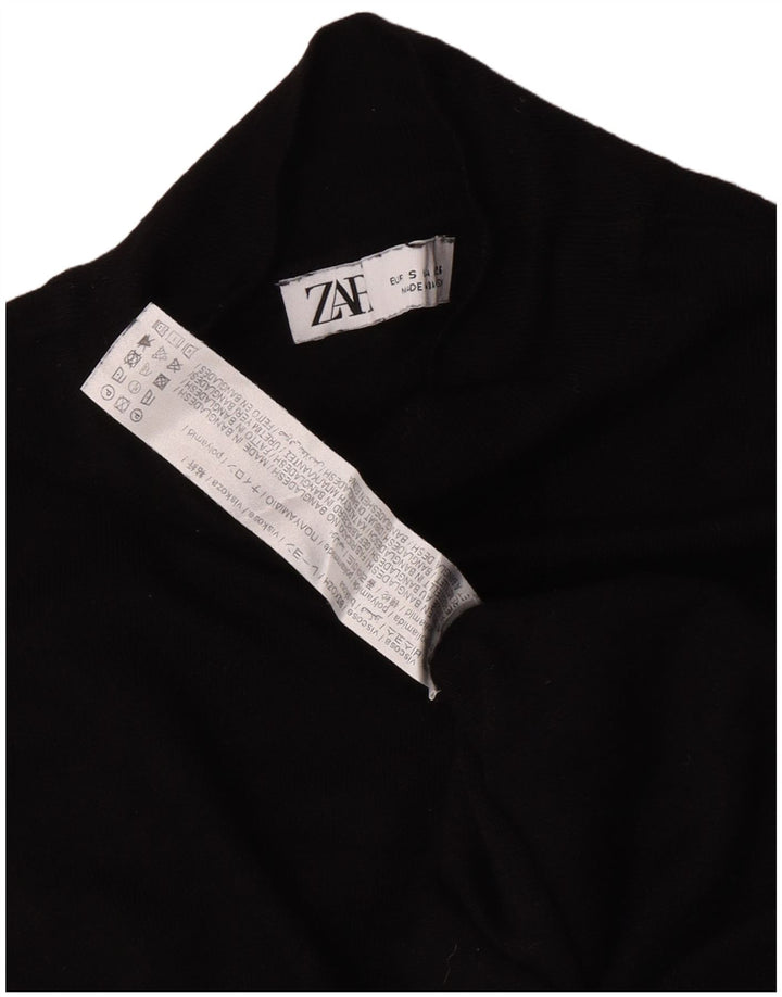Pulover pentru femei cu gât țestoasă Zara UK 10 mic, negru, viscoză