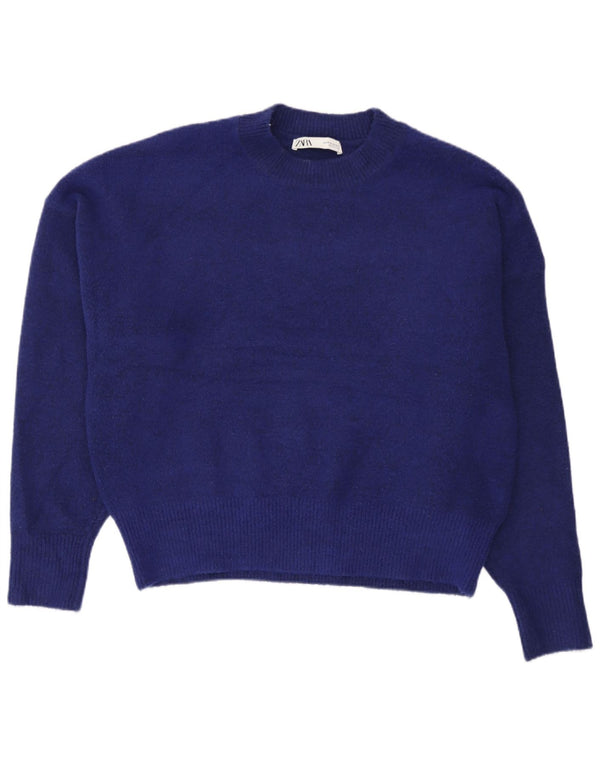 Pulover supradimensionat pentru femei Zara, cu gâtul turn, UK 14, albastru mediu acrilic